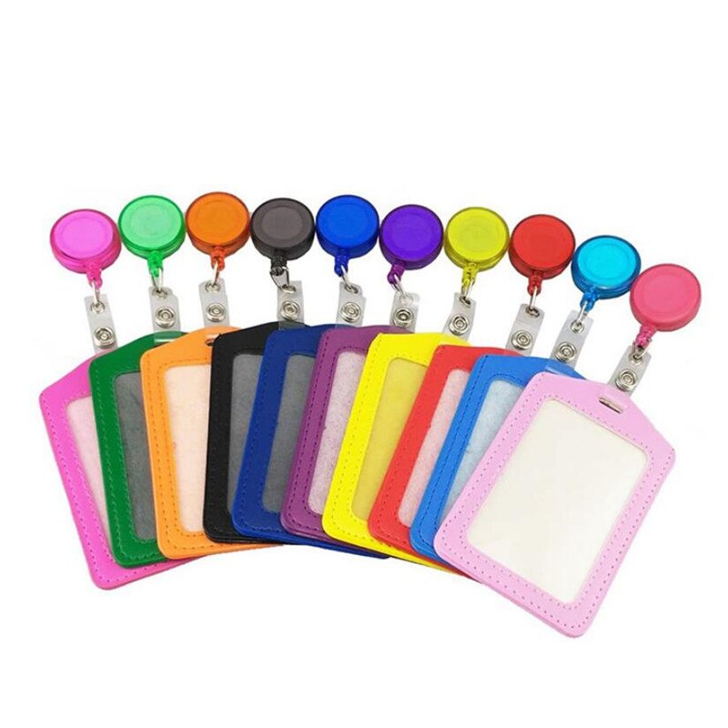 Bank Credit Card Houders Bus Id Identiteitskaarten Case Multicolor Badge Met Intrekbare Reel Werk Card Cover Pu Leer Kaarthouder