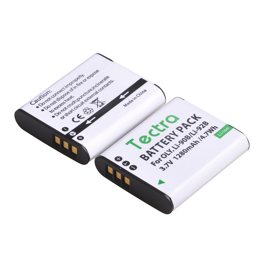 3.7V 1280mAh Li-90B Li 90B Li-92B pour batterie d'appareil photo Li92B Li90B pour Olympus Tough TG-1 TG-2 TG-3 TG-4 TG5 TG6 SH50 iHS SH60: 2battery