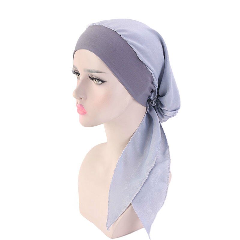 Elastische Haarband Hoofddoek Hoed Zijde Imitatie Vrouwen Tulband Hoed Mode Moslim Tulband Hijab Hoeden Indiase Cap Wrap Cap 12 kleur: style7