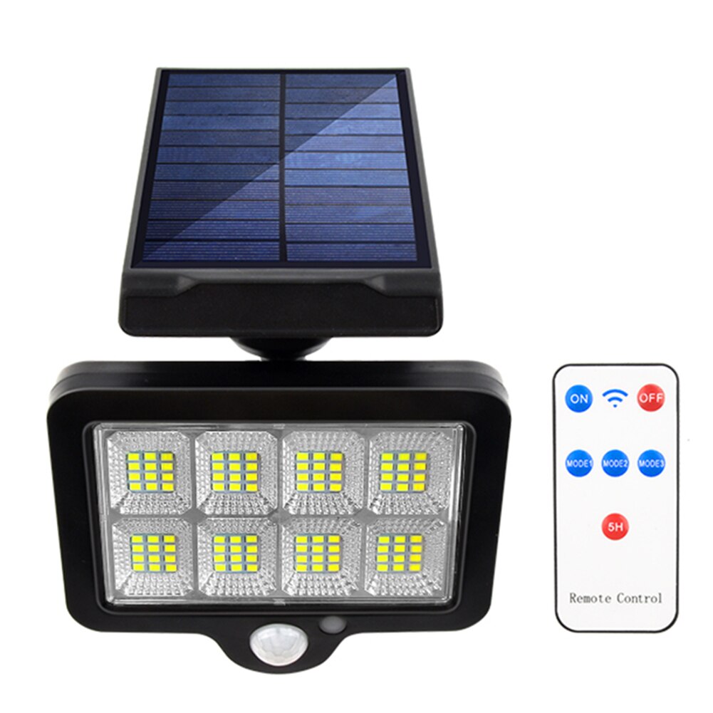 LED Solar Wall Light Outdoors Motion Sensor Waterproof Garden Lighting + 5m Extension Cable Courtyard Fence Driveway Street Lamp: 96LED With Remote