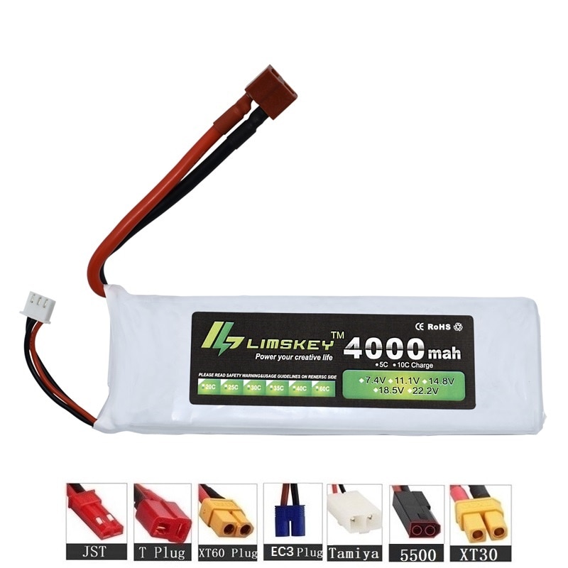 Limskey 3S 11.1 v 4000mah batterie Lipo 35c pour hélicoptère quatre axes RC voiture bateau puissance T/XT60/JST Plug 3s lipo batterie 11.1 v