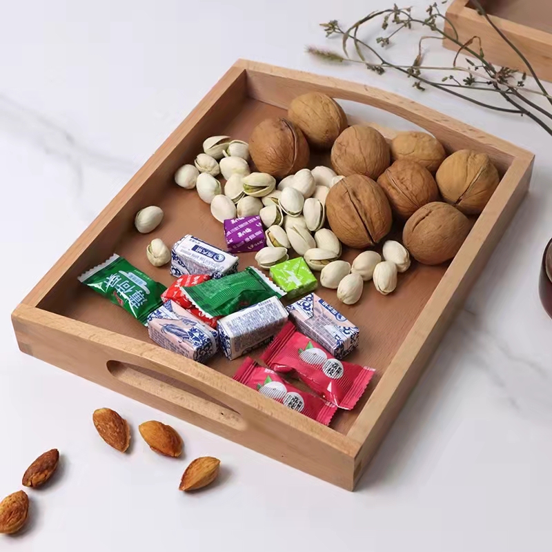 Bamboo Wooden Rectangular Tea Tray Solid Wood Tray trays serving tray Kung Fu Tea Cup Tray Wooden Hotel Dinner Plate