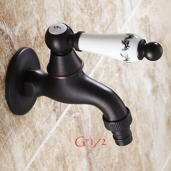Brass Cross Garden Outdoor water Faucet mixer tap - With a Brass Connecter oil rubbed bronze: White