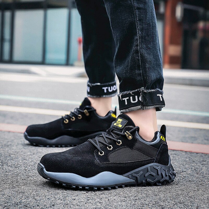Zapatos de seguridad antideslizantes para hombre, zapatillas informales reflectantes, antideslizantes, con punta de acero, para trabajo Para Hombre