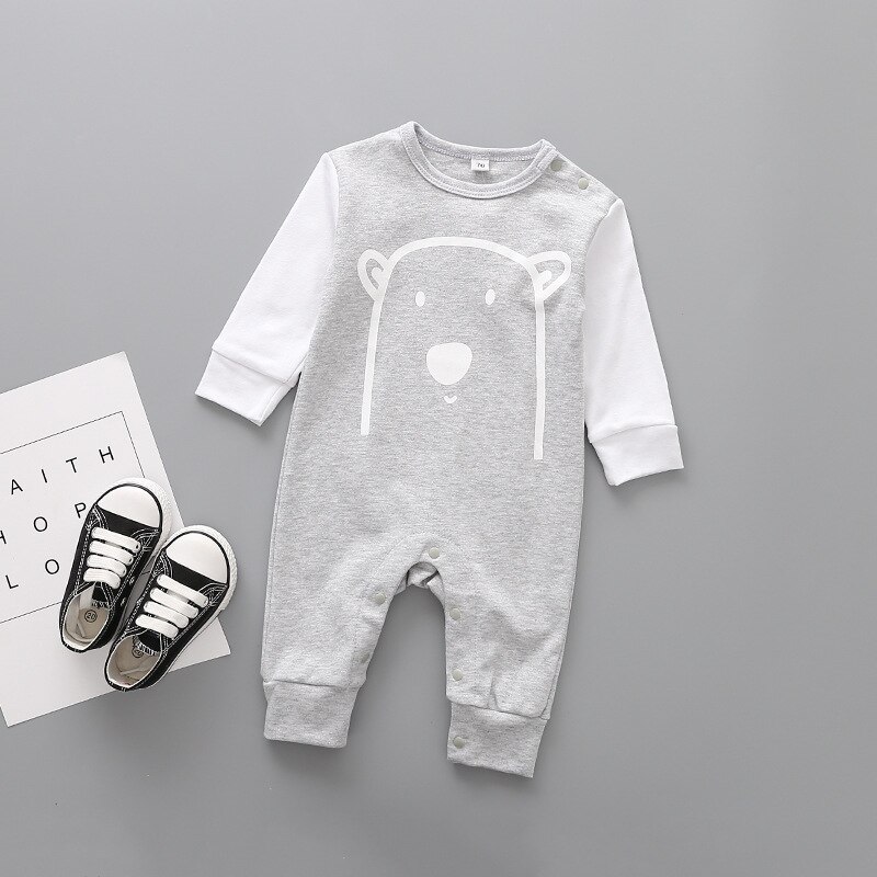 Spädbarnskläder vår höst babybyxor flickor pojkar jumpsuit barn baby nyfödd kläder neonatal långärmad bomull: A / Nyfödd
