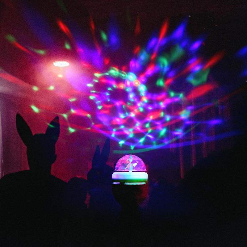 E27 RGB LED Bulb 3W Rotating Crystal Magic Ball Stage Party DJ Disco Lights Xmas Party Lighting