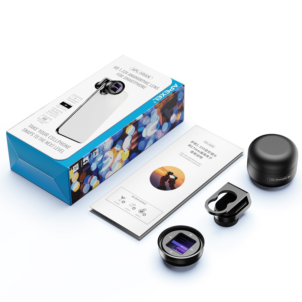 APEXEL-lente anamórfica 1.3x para iPhone 11 Pro, XR, XS, 4K, HD, pantalla panorámica, Deformación de películas, películas, cámara de teléfono