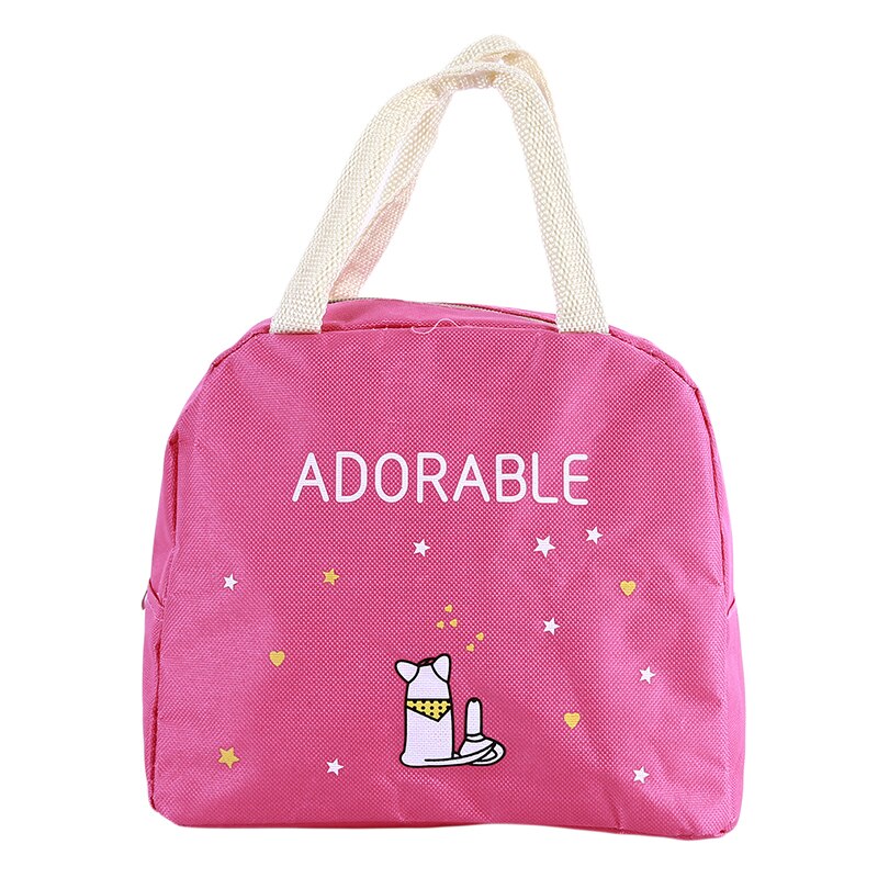 Cartoon Dier Lunch Zakken Unisex Thermische Geïsoleerde Lunch Tas Lunch Container Voedsel Opbergtas Koeltas Tote Pouch Picknick Tas: rose red