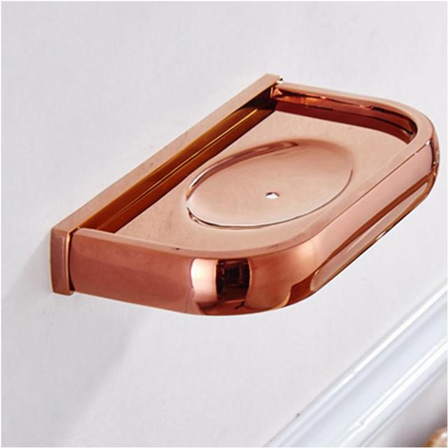 Biggers-Juego de accesorios de baño de cobre rosa de lujo, soporte de papel, barra de toalla, jabonera, soporte para vaso,: soap dish