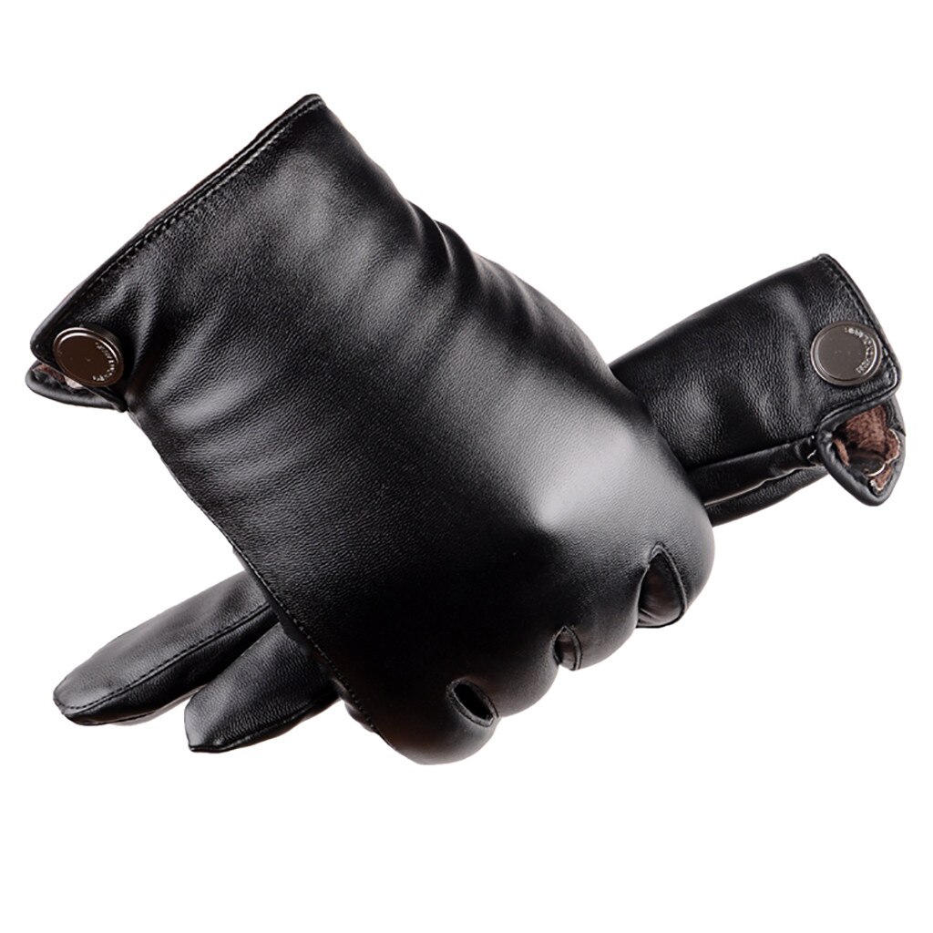 Winter Men Gloves Outdoor Windproof Waterproof Leather Gloves Windproof Touch Screen Velvet Warm Gloves Motorcycle Riding