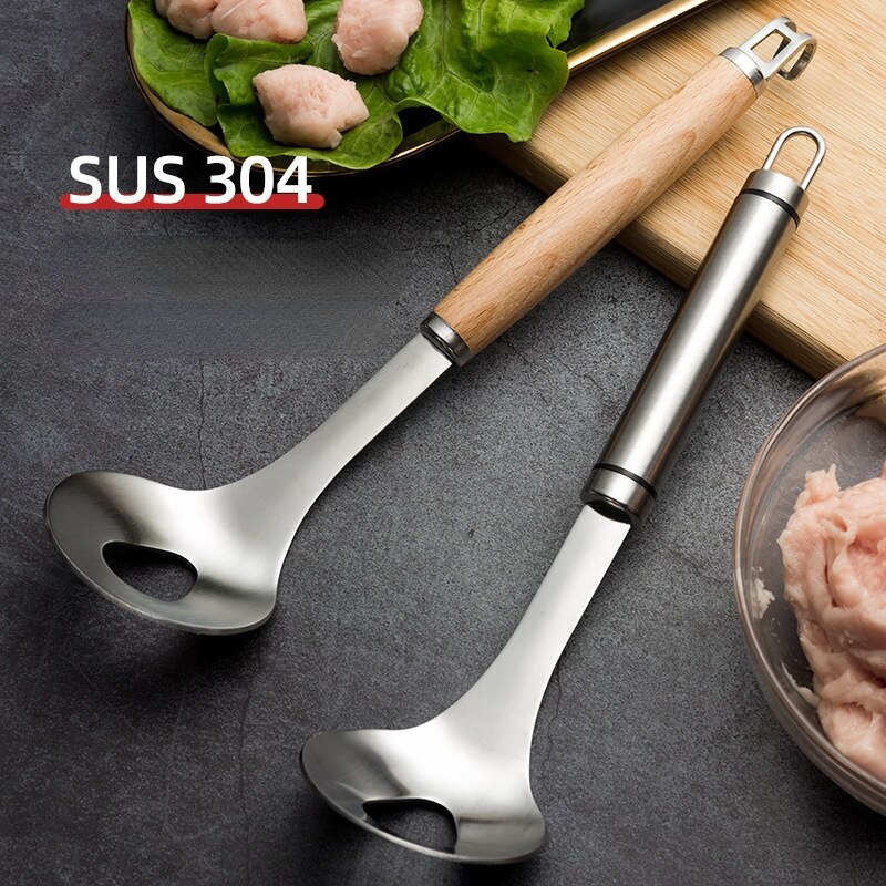 Meatball Spoon Household Fishball Maker Squeezing Meatball Spoon 304 Stainless Steel Fish Ball Meatball Making Tool