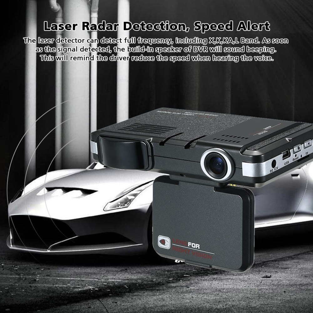 Anti Radar Detector Auto DVR 2 in 1 720 P Dash Cam Radar Speed Detector met Volledige Band Mute Knop Loop Recording G-sensor