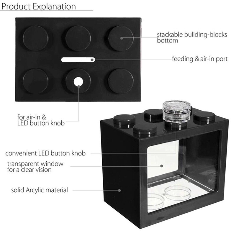 Mini Fish Tank with Light Desktop Aquarium Reptile Box Terrarium For Fish Insects Turtle Micro-landscape Fish Tank Office Suppli