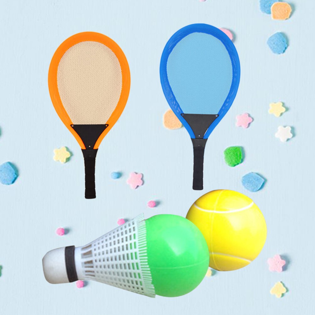 1 sæt holdbare pædagogiske badminton tennisracketer bolde sæt forældre-barn sportsspil legetøj børn lege spil legetøj til udendørs