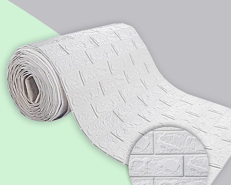 3D Wallpaper 70cm*1m Continuous Brick Pattern Sticker Waterproof Sticker Home Decoration 3D Self-Adhesive Wallpaper: white