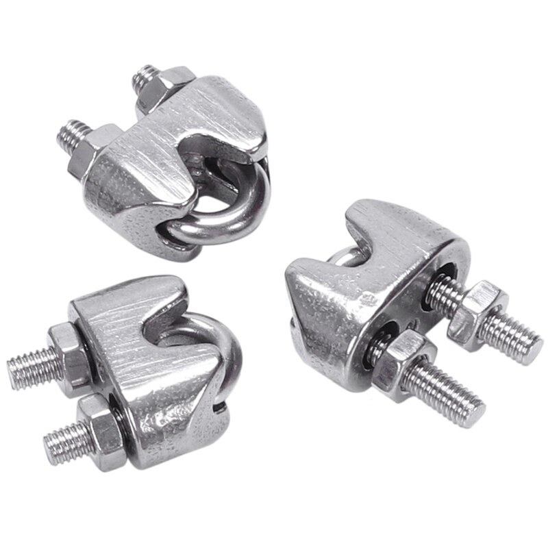 12Pcs 2mm 1/16 Inch Stainless Steel Wire Rope Cable Clamp Fastener & 1Pcs STAINLESS Steel Wire Rope Cable Rigging Extra, Length: