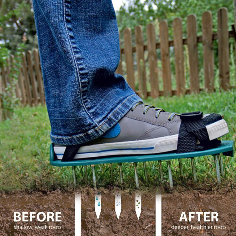 Sandalia con pinchos para jardinería y caminar, aireador de césped revitalizante, zapatos para uñas, escarificador, cultivador de uñas, herramienta de Suelo Suelto para jardín