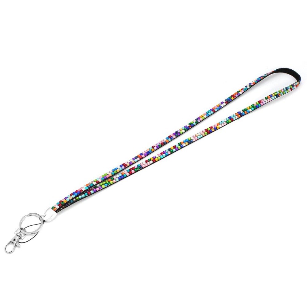 Unisex rhinestone crystal bling anpassad halsband & id-märke mobiltelefon nyckelhållare ring för avslappnad sport