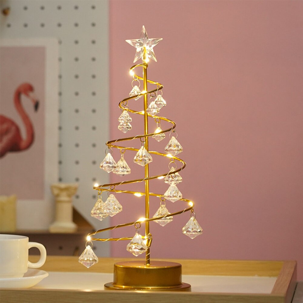 Crystal Christmas Tree Led Lights Indoor Decoration Fairy Lights Bedroom Night Light String Light Desk Table Lamp Year Decor