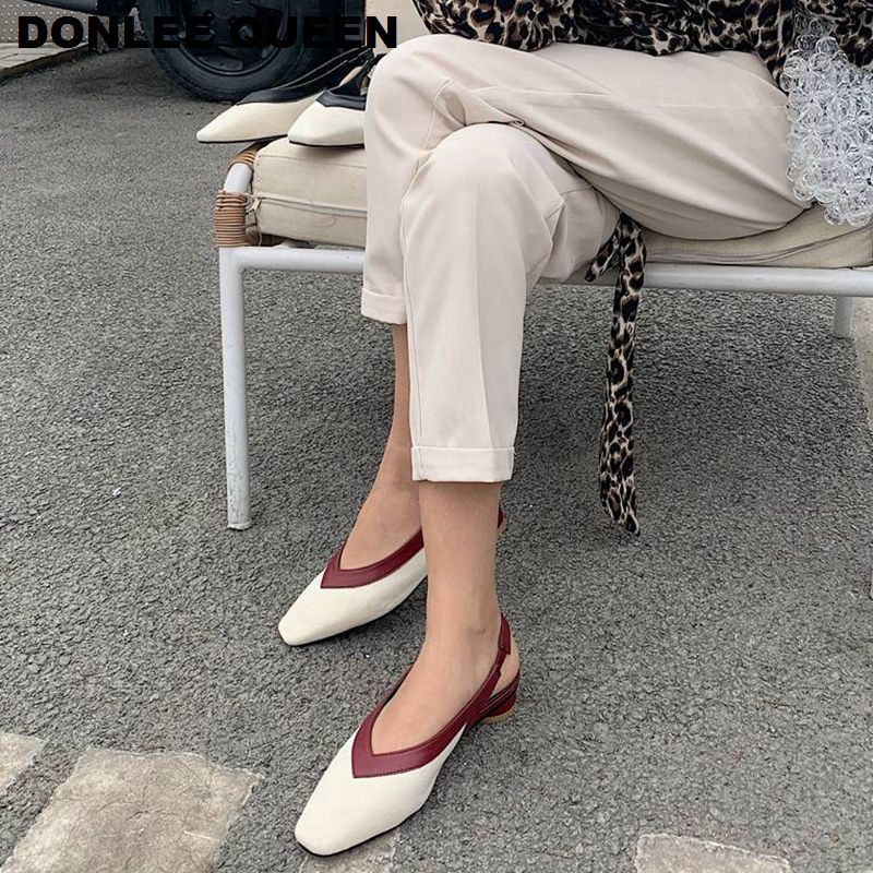 Dames Sandalen Lage Hakken Elegante Mule Schoenen Vrouwen Casual Slingbacks Dame Lente Schoenen Slip Op Sandaal Muilezels Zapatos Muilezels
