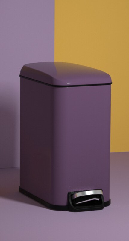 Rectangular Trash Can With Pedal Portable Household Toilet Waste Bin Kitchen Stainless Steel Garbage Bins Storage Bucket ZH195: purple cs mix