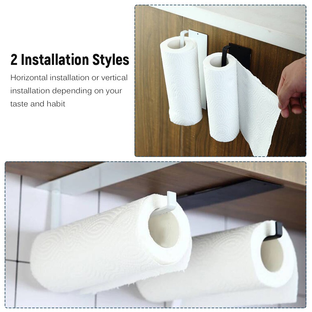 Wall Mounted Towel Holder Paper Bar Bathroom Kitchen Storage Rack Adhesive Roll Organizer Wall Metal Toilet Paper Towel Hanger