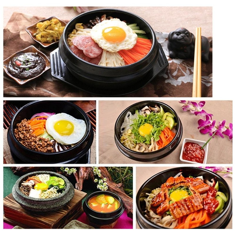 Korean Ceramic Bowl Korean Dolsot for Bibimbap Soup and Other Food with Tray