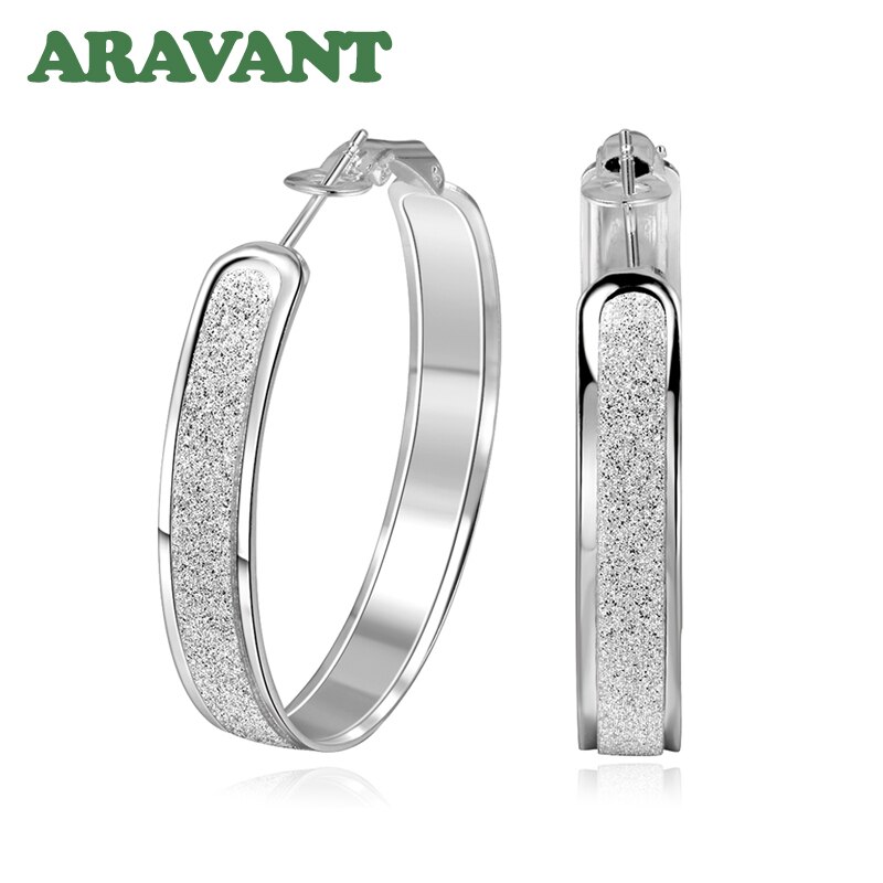 100% 925 sterlina d'argento Orecchino ad anello per Le Donne 40 MILLIMETRI macchia grande Rotondi del Cerchio Dei Monili Degli Orecchini Regalo