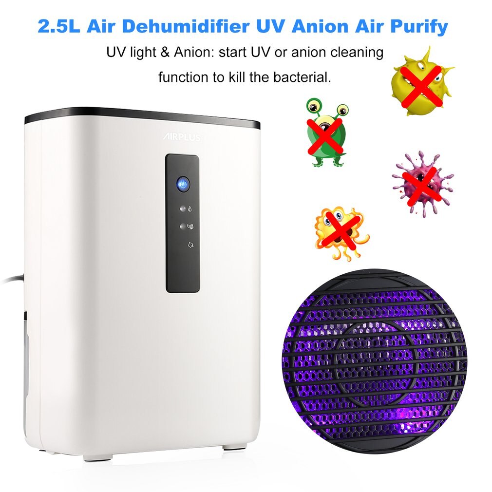 AIRPLUS 65W 110-240V 2.5L Home Air Dehumidifier Semiconductor Desiccant Moisture Absorbing Air Dryer Purify Electric Cooling