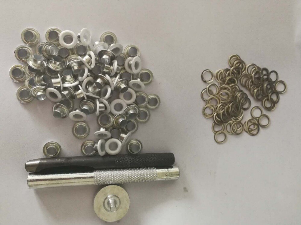 Eyelet Punch Die Tool set + 100set coated Metal eyelet rivet DIY Scrapbooking sewing garment paper label Grommet Eyelets