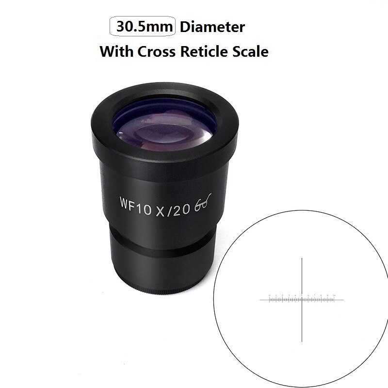 WF10X 20mm Mikroskop Okular Mikroskop Objektiv Zubehör Weitwinkel Hohe Auge-punkt Okular mit Kreuz Absehen Skala 30/30,5mm: 30.5mm mit Skala