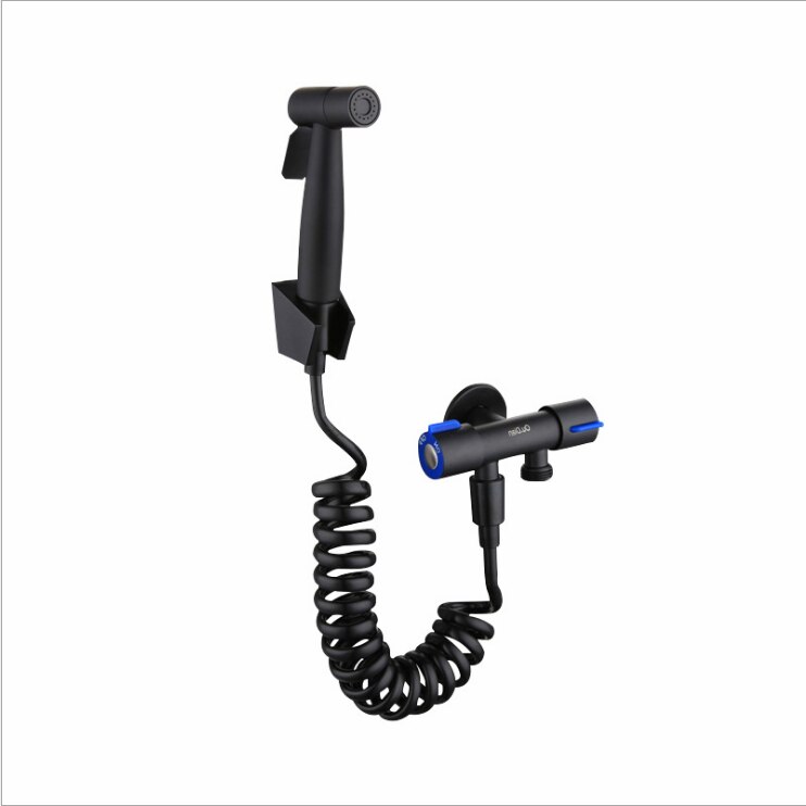 Bidet Kraan Messing Douche Tap Wasmachine Wc Spuit Hygiënische Douche Wandbidet Bidet Kranen Wastafel Drie Tap Tas: Black
