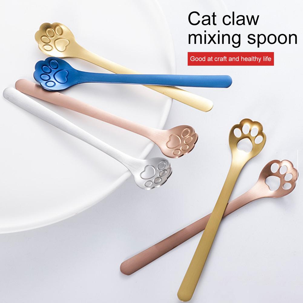 Rvs Gold Hond Kat Paw Claw Hollow Lepel Roeren Lepel Thee Koffie Dessert Lepels Leuke Keuken Gereedschap