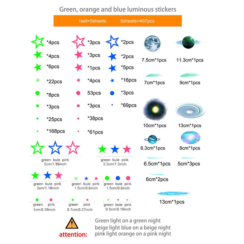 Glow in The Dark Planets Wall Stickers Kids Bedroom DIY Luminous Stars Decals Mural Self-adhesive Room Ceiling Aesthetic Decor: Default Title