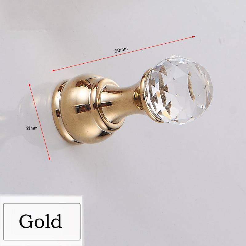 Crystal Decorative Wall Hooks Towel Hook Multiple Colour Brass Coat Hook Hangers Wall Mounted Robe Hook Bathroom Accessories: YG-1111G