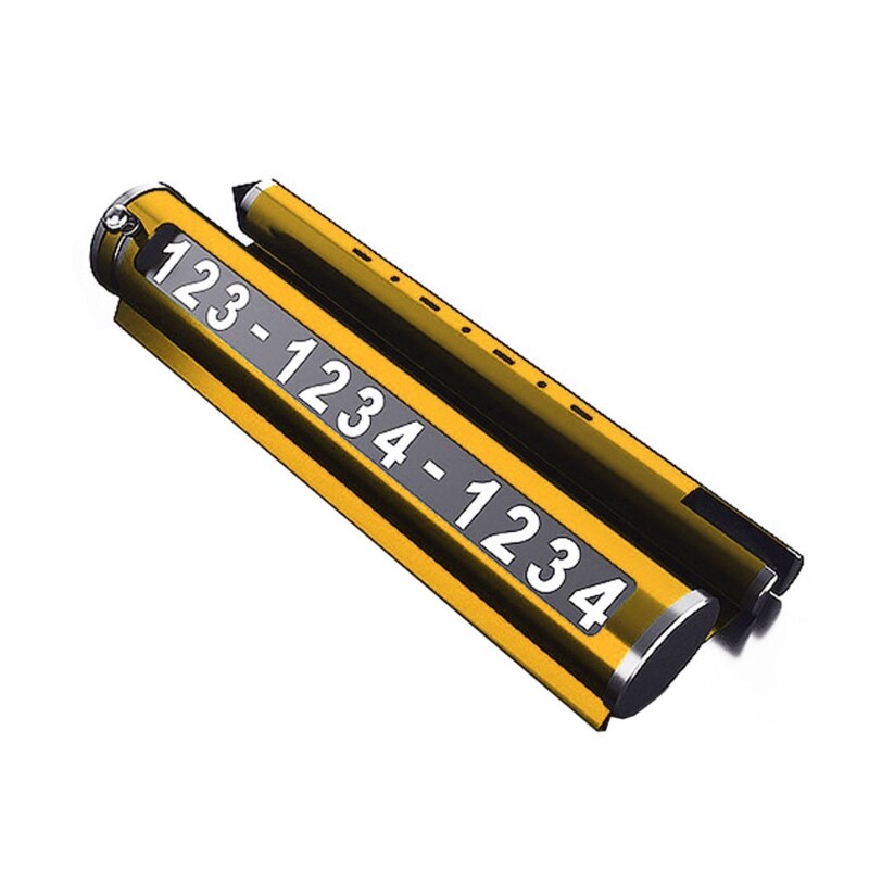 5 En 1 para estacionamiento temporal de coche matrícula soporte de teléfono móvil para coche martillo de seguridad cortador aromaterapia para coche: Gold
