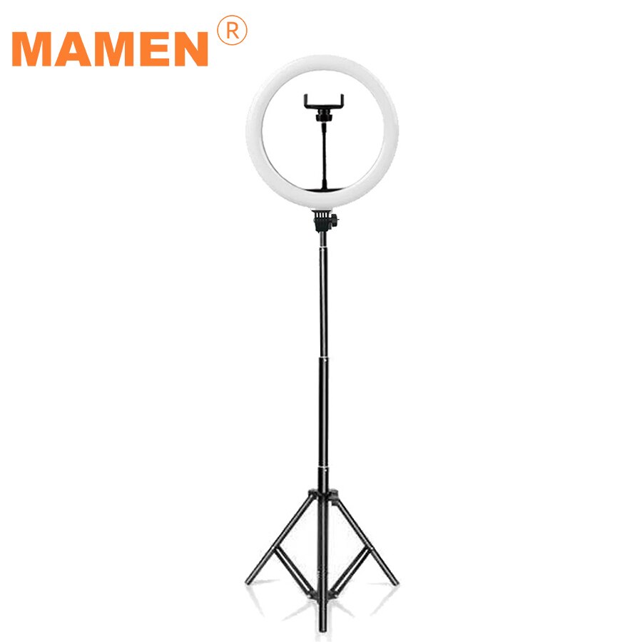 Mamen 33/26cm ringlamp met standaard voor telefoon, dimbare led selfie ringlamp met statief, usb selfie licht fotografie ringlamp