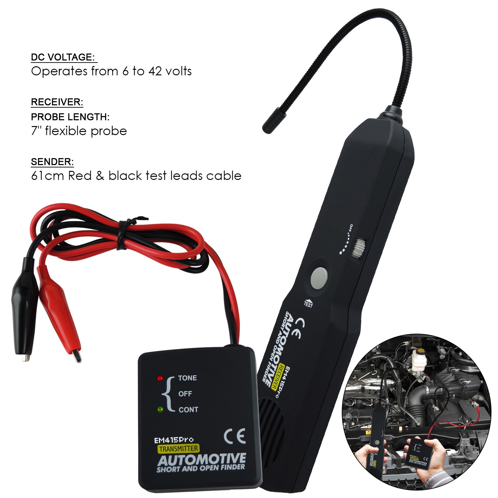 Automotive Cable Wire Tracker Short &amp; Open Circuit Finder Tester Car Vehicle Repair Tone Tracer 6-42V DC Tool