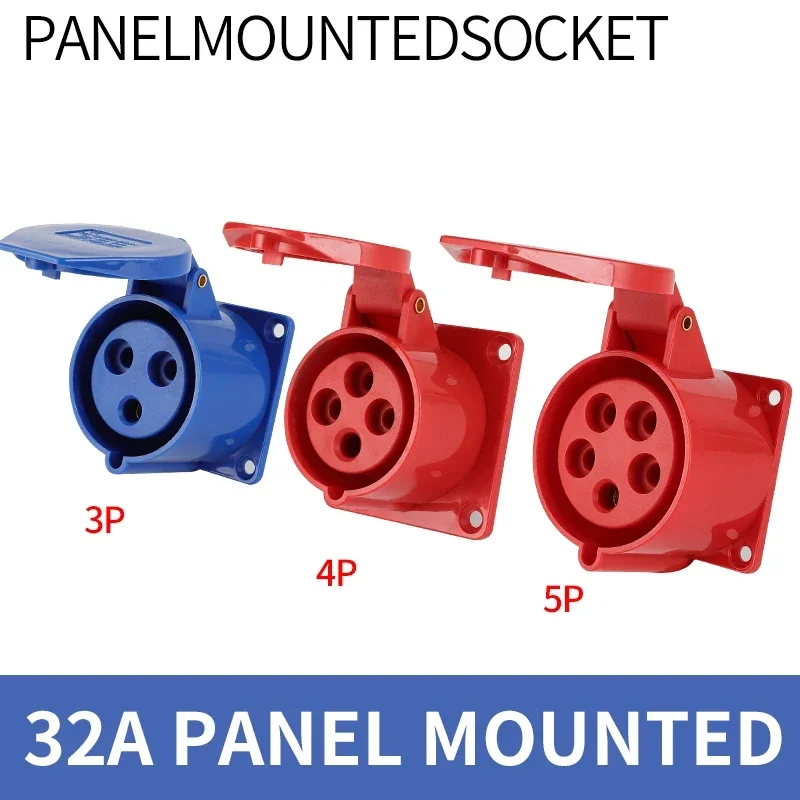 5 Stuks Industriële Stekker En Stopcontact Waterdichte Connector 3pin 4pin 5pin 16a/32a Waterdichte Elektrische Aansluiting Muurbevestiging: Oranje / 1 P