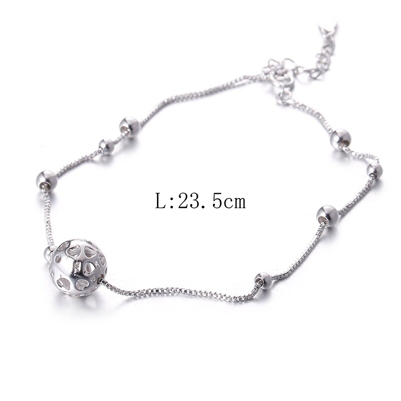 100% 925 sterling silver little round ball ladies`anklets female jewelry cheap birthday women anklet