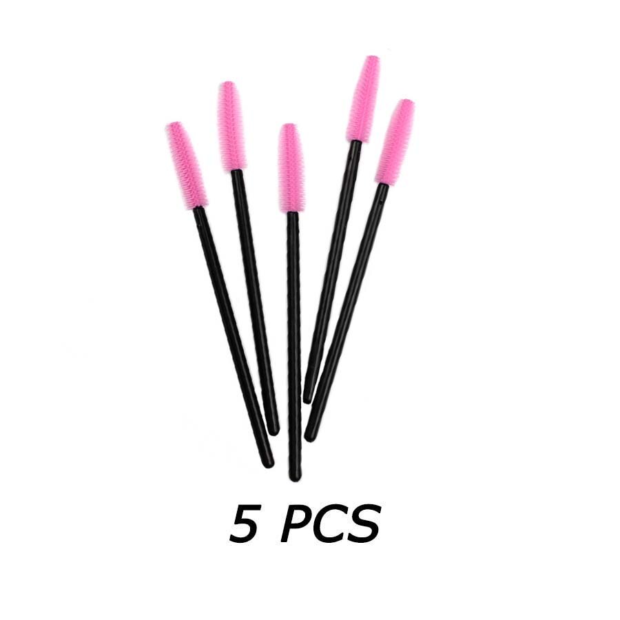 25 Pcs Silikon Pinsel Einweg Wimpern Werkzeug Kamm Mascara Zauberstäbe Make-Up Pinsel Individuelle Applikator Kit für Auge Applikator: 5 pcs pinkblack