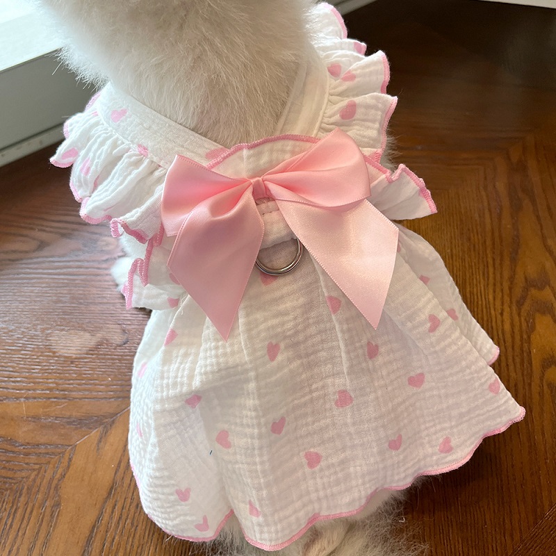 Robe rafraîchissante d'été pour chien, vêtements pour chiens, imprimé cœur, jupe pour animaux de compagnie, chaton, chiot, Chihuahua, Bichon, Yorkie, gilet pour chien pour filles: XXL / Black