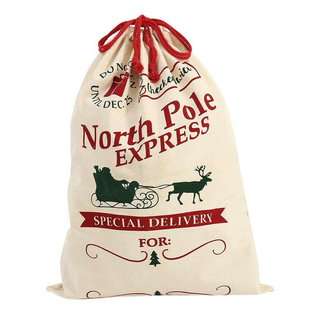 20X28 "Canvas Kerst Zakken Katoen Jute Santa Xmas Personaliseer Zak Snoep Houders: H