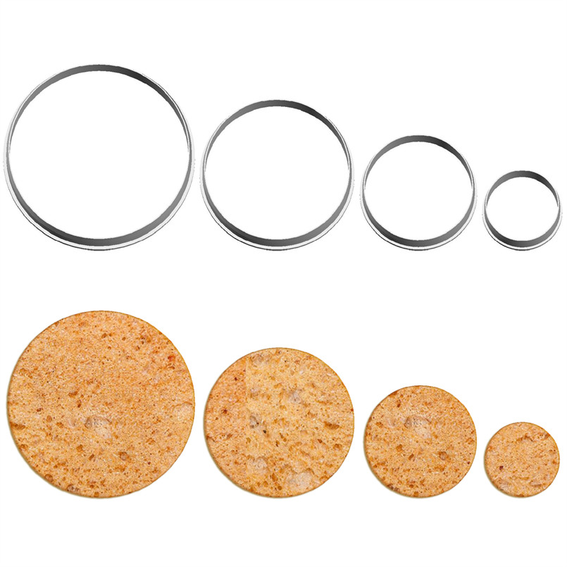 Fire spesifikasjoner tegneserie geometrisk figur ,4,6,8,10cm sirkulær, plastform, kakefondantverktøy, kjeks- og sushifruktskjærere