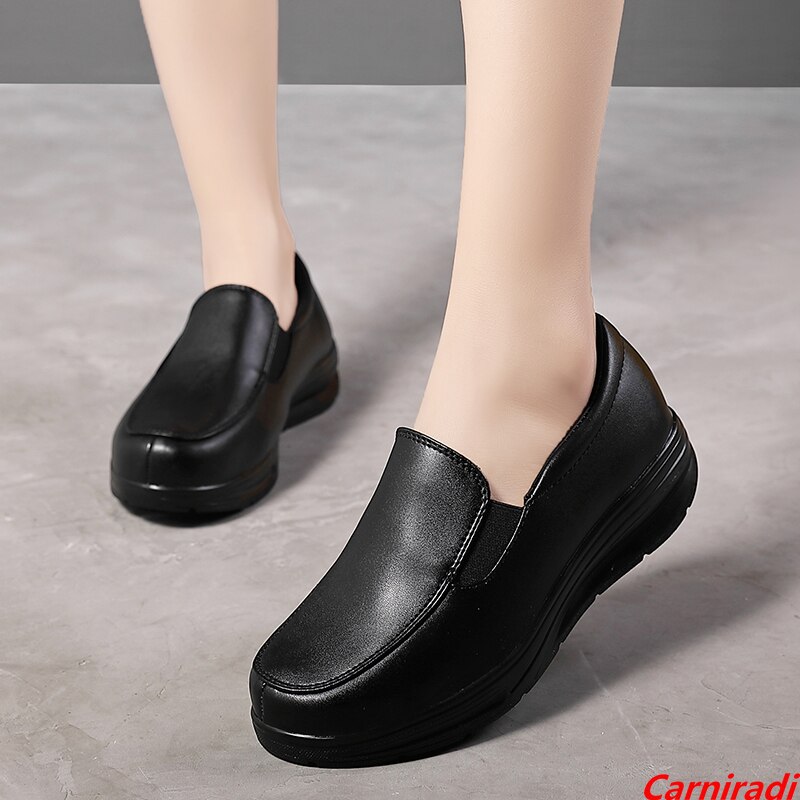 Chaussures à coussin d'air en cuir pour femmes, baskets confortables et imperméables à semelles antidérapantes pour la marche