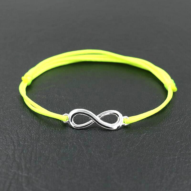 Mujeres afortunadas de Color plata infinito encanto 8 hombres pulsera hilo de cuerda roja cuerdas Chakra pulseras para niño niñas niños de los Amantes: firefly green