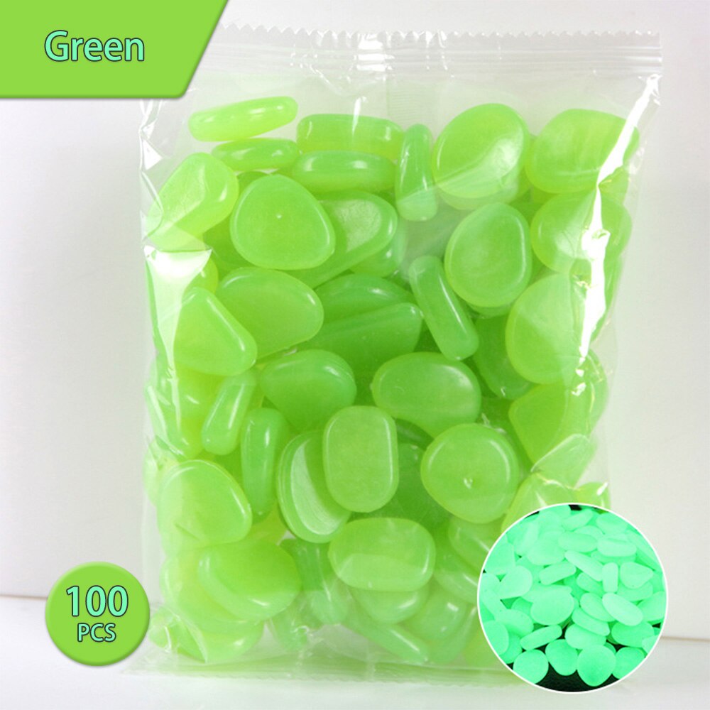 100PCS Glowing Stones For Decorations Fish Aquarium Luminous Stone Indoor Outdoor Garden Stones Rocks Glow in the Dark Pebbles: Green