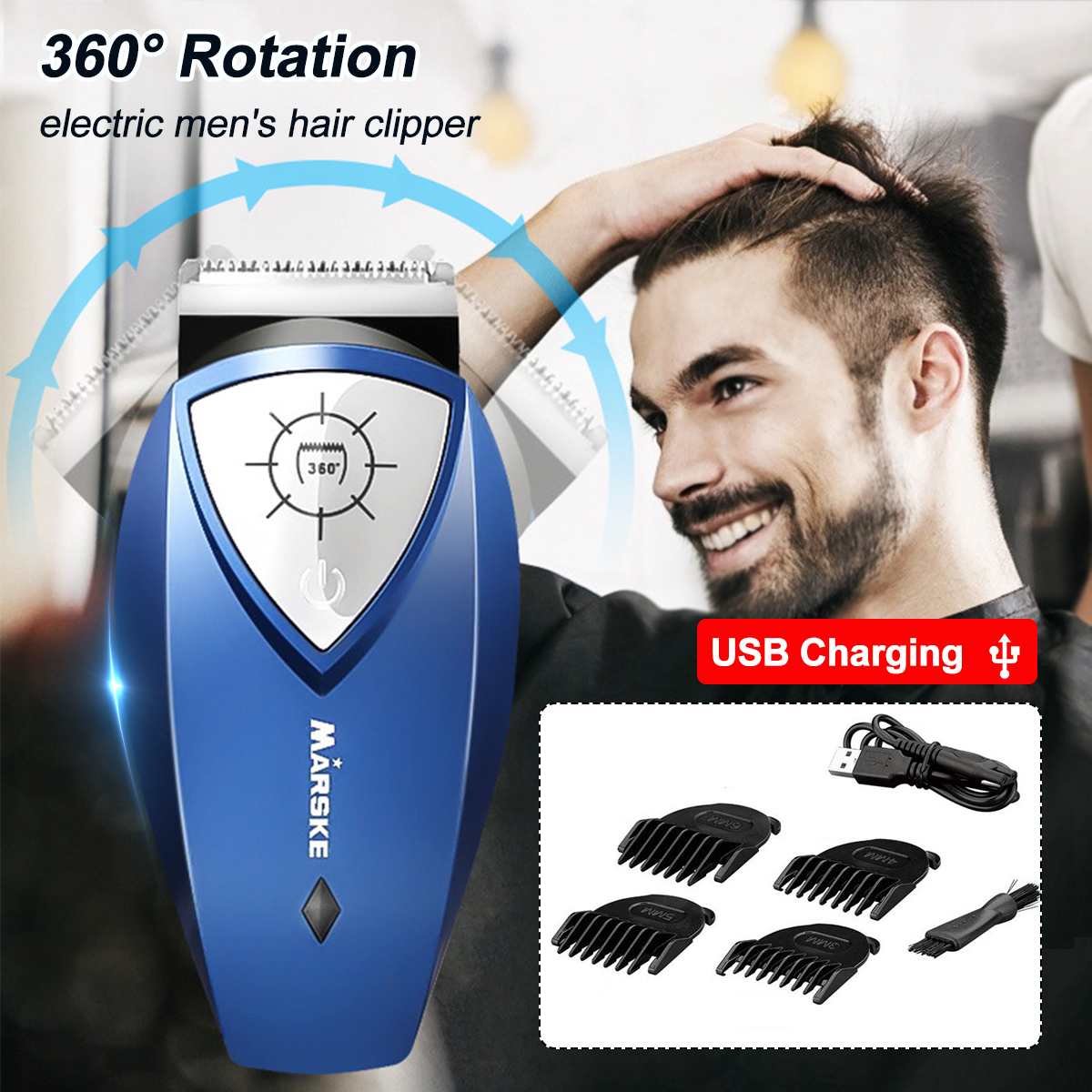 360 ° rotation USB Men's Electric Hair Clipper Rechargeable Lithium Battery Detachable Hair Cut Clipper Machine
