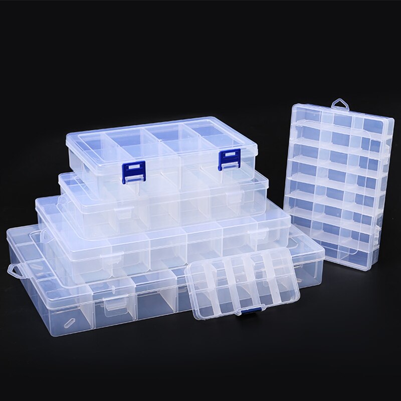 Plastic Storage Box Detachable Divider Organizer Tool Components Kit Grids Case Beads Container Adjustable Jewelry Storage Box