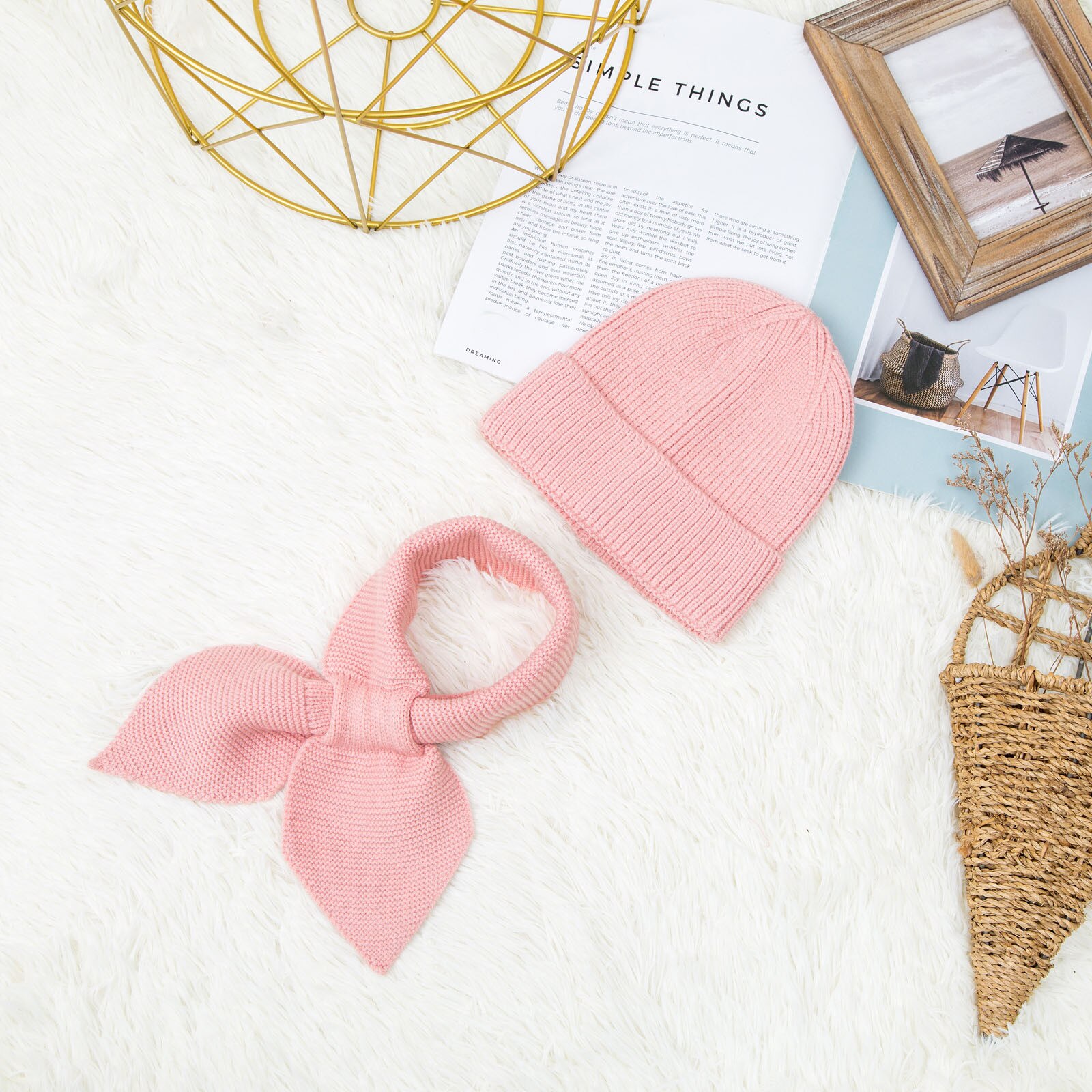 Muqgew Kinderen Muts Sjaal Pak Herfst Winter Knitteed Kids Muts Sjaal Set Katoen Meisjes En Jongens Hoeden Hals Kinderen sjaal